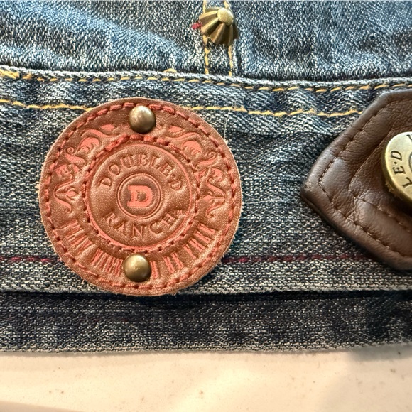 Double D Ranch Denim Jacket with leather accents and embroidered back - Picture 12 of 15